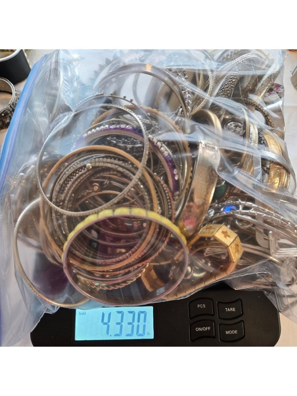 Lot of Bracelets 4.3 lbs Silver & Gold Tone Bangles Mixed Styles & Materials